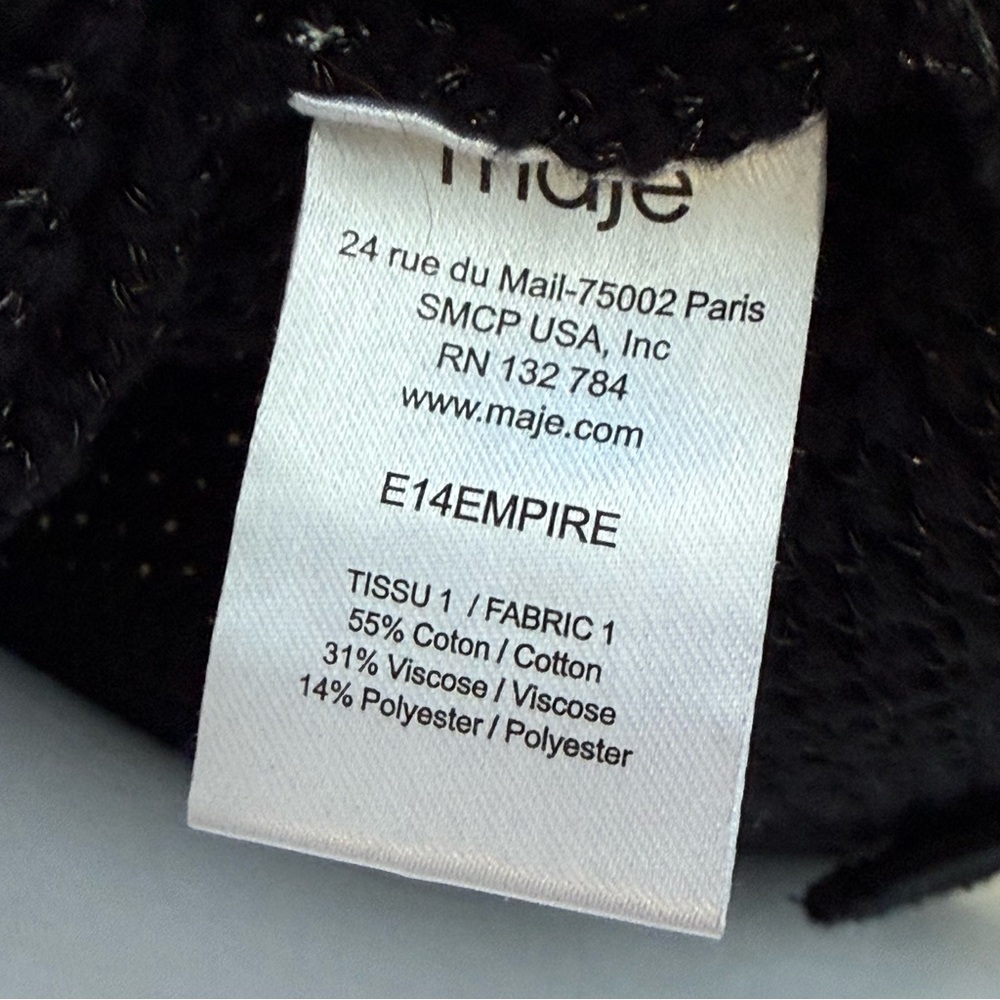 MAJE EMPIRE SHIMMERY BLACK KNIT SILVER ZIPPER MOTO BLAZER JACKET - Picture 9 of 12